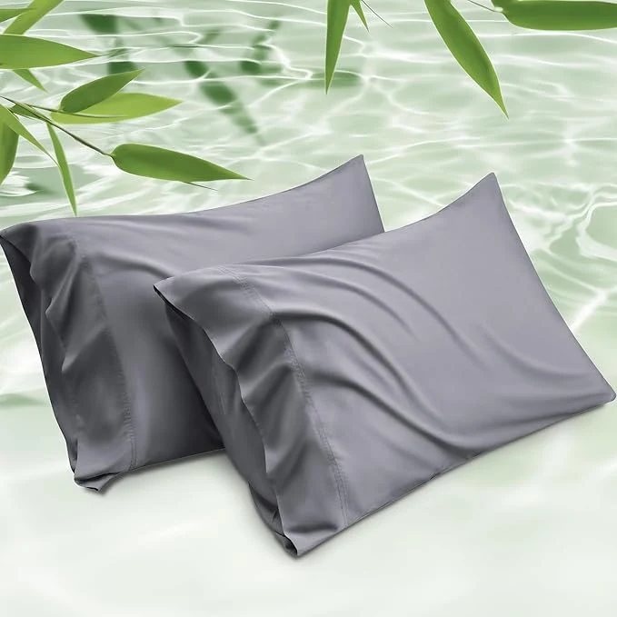 Certified Bedsure King Size Pillow Cases Set of 2 Cooling Pillow Cases King Rayon Derived from Bamboo Dark Grey Pillowcases PureWoven Silky Soft Bedding Pillow Covers with Envelope Closure 20×36 Inches Carefully Designed