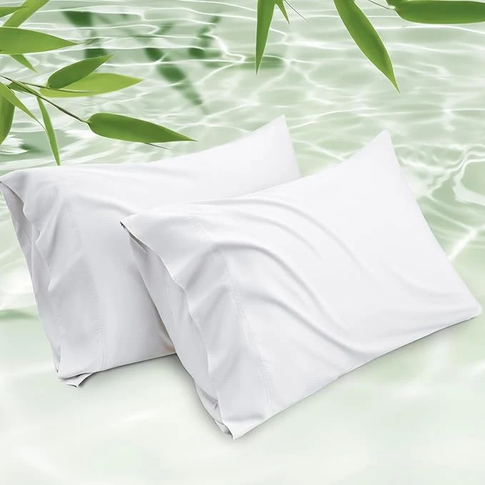 Environmentally Friendly Bedsure King Size Pillow Cases Set of 2 Cooling Pillow Cases King Rayon Derived from Bamboo White Pillowcases PureWoven Silky Soft Cool Bedding Pillow Covers with Envelope Closure 20×36 Inches Recyclable