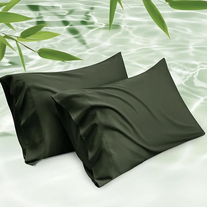 Original Design Bedsure Pillow Cases Queen Cooling Pillow Cases Rayon Derived from Bamboo Olive Green Pillowcases Queen Size Set of 2 PureWoven Silky Soft Bedding Pillow Covers with Envelope Closure 20×30 Inches High-End