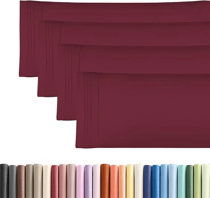 Durable Body Pillowcases Set of 4-20×54 Long Body Pillow Case – Soft Body Pillow Cover for Sleeping amp Side Sleepers – Comfy Breathable amp Fade – Machine Washable with Envelope Enclosure – Burgundy