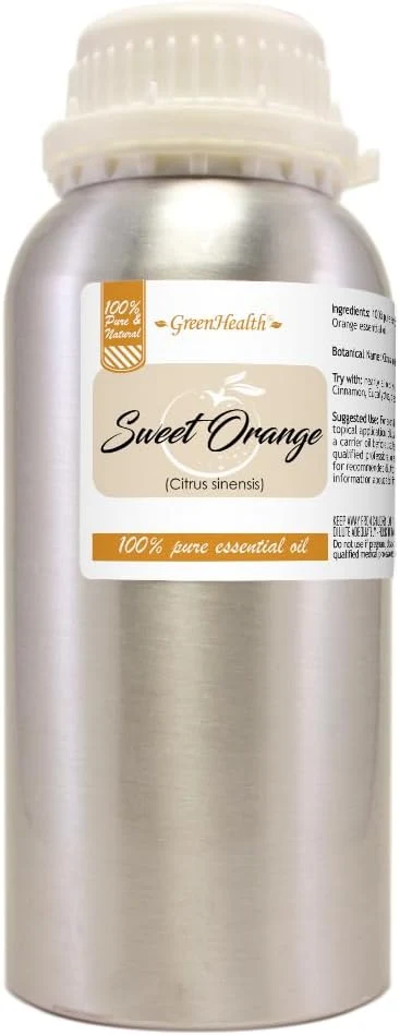 Healthy Sweet Orange Essential Oil – 16 fl oz Aluminum Bottle w Plug Cap – Pure Natural