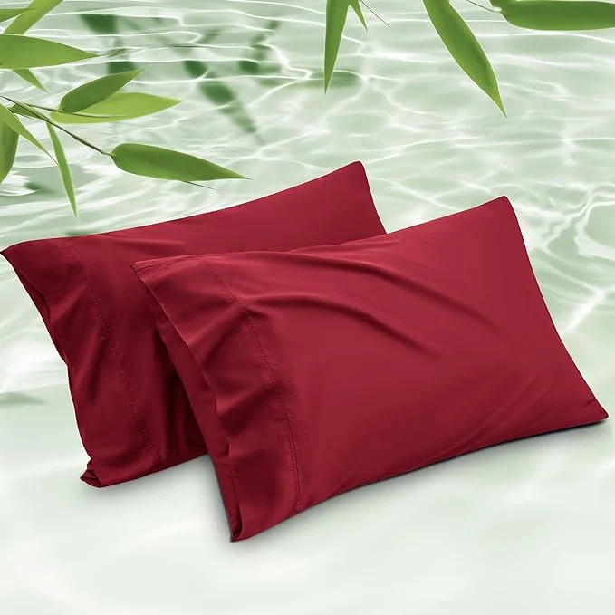 Traditional Bedsure Pillow Cases Standard Size Cooling Pillow Cases Rayon Derived from Bamboo Red Pillowcases Standard Set of 2 PureWoven Silky Soft Bedding Pillow Covers with Envelope Closure 20×26 Inches Quality