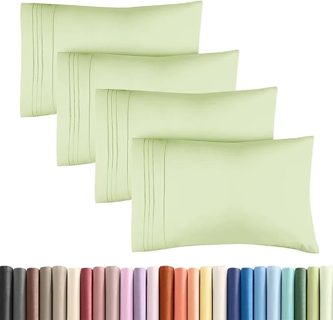 Professional Standard Pillow Cases Set of 4 – Soft Hotel Quality Pillowcase Covers – Comfy Bedding for Women Men Kids amp Teens – Machine Washable Pillow Protectors – 4 Piece Set – Standard Size Light Sage Green Advanced