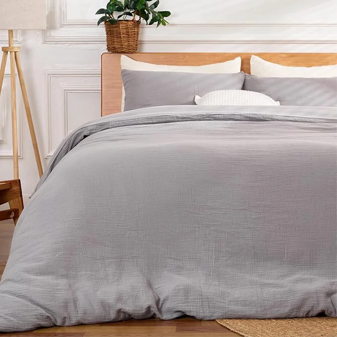 Selected Gray Twin Duvet Cover Sandwashed Cotton Soft Twin Size Duvet Cover Set 3 Pieces with Zipper Clousre amp Corner Buttons Gray Twin 69 x 90 Proven