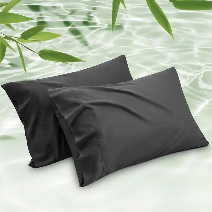 Dependable Bedsure King Size Pillow Cases Set of 2 Cooling Pillow Cases King Rayon Derived from Bamboo Black Pillowcases PureWoven Silky Soft Cool Bedding Pillow Covers with Envelope Closure 20×36 Inches Crafted