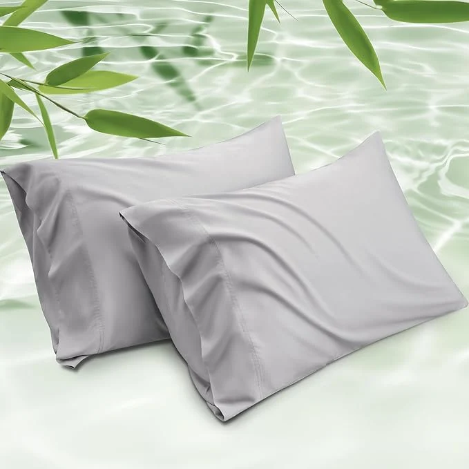 Quality Bedsure King Size Pillow Cases Set of 2 Cooling Pillow Cases King Rayon Derived from Bamboo Light Grey Pillowcases PureWoven Silky Soft Bedding Pillow Covers with Envelope Closure 20×36 Inches Effective