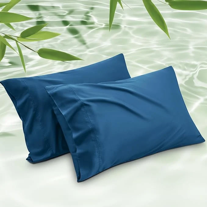 Specialty Bedsure Pillow Cases Standard Size Cooling Pillow Cases Rayon Derived from Bamboo Teal Blue Pillowcases Standard Set of 2 PureWoven Silky Soft Pillow Cover with Envelope Closure 20×26 Inches Solid