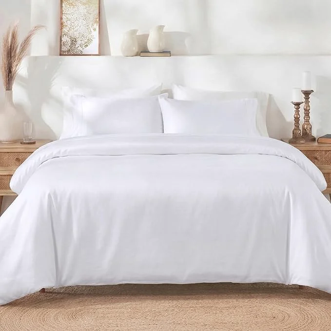 Original California Design Den 2 Pc Twin XL Twin Duvet Cover Set – Winner Good Housekeeping Bedding Awards 2025 400 Thread Count Sateen Cotton Duvet Covers Button Closure Corner Ties – White Prestigious