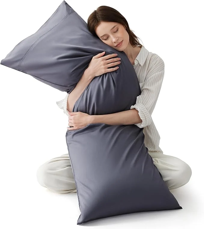 Authentic Bedsure Body Pillow Cover Cooling Body Pillow Pillowcase for Hot Sleepers Rayon Derived from Bamboo Grey Pillowcase PureWoven Silky Soft Long Pillow Case Cover with Envelope Closure 20×54 Inches Sustainable
