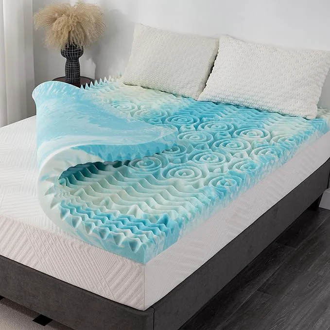 Artisan 3 Inch 5-Zone Full Memory Foam Mattress Topper Cooling Gel Infused Foam Mattress Topper for Pressure Relief CertiPUR-US Full Bed Topper Blue 54 quot ×75 quot Top-Quality