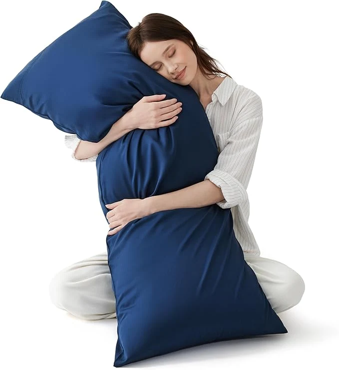 Secure Bedsure Body Pillow Cover – Navy Long Cooling Pillow Cases PureWoven Rayon Derived from Bamboo Cool Body Pillowcase with Envelope Closure for Women Men 1 Pack 20×54 Inches Sophisticated