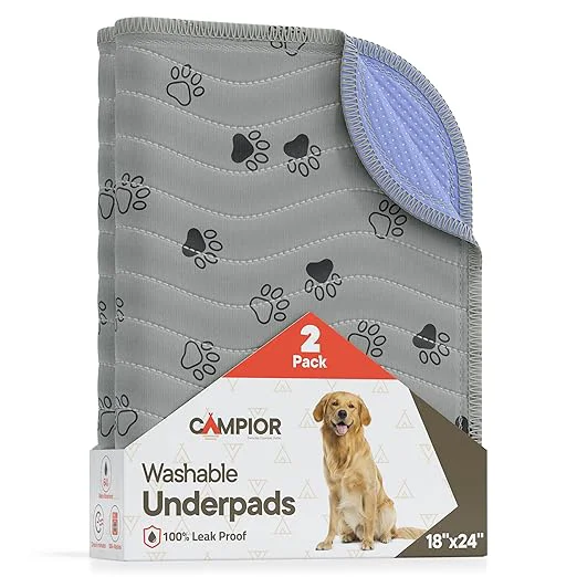 Next-Generation Washable Underpads 18 quot x24 quot Pack of 2 – Reusable Waterproof Bed Pads for Pets Kids amp Elderly Extra Heavy Absorbency Incontinence amp Bedwetting Pads Non-Slip TPU Backing Grey amp Blue Exceptional
