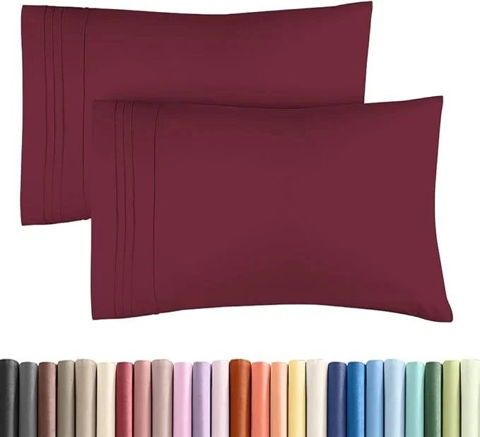 Modern Standard Pillow Cases Set of 2 – Ultra-Soft Hotel Quality Pillowcase Covers – Comfy amp Wrinkle – Stain and Fade Resistant – Machine Washable Pillow Protectors – 2 Piece Set – Standard Burgundy Specialty