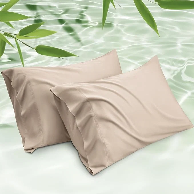 Sophisticated Bedsure Pillow Cases Standard Size Cooling Pillow Cases Rayon Derived from Bamboo Khaki Pillowcases Standard Set of 2 PureWoven Silky Soft Bedding Pillow Covers with Envelope Closure 20×26 Inches Efficient