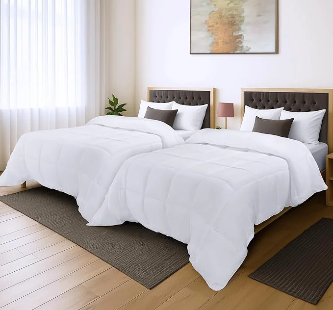 Environmentally Friendly Utopia Bedding Comforter Duvet Insert Quilted Comforter with Corner Tabs Box Stitched Down Comforters Full Size White Pack of 2 Clean