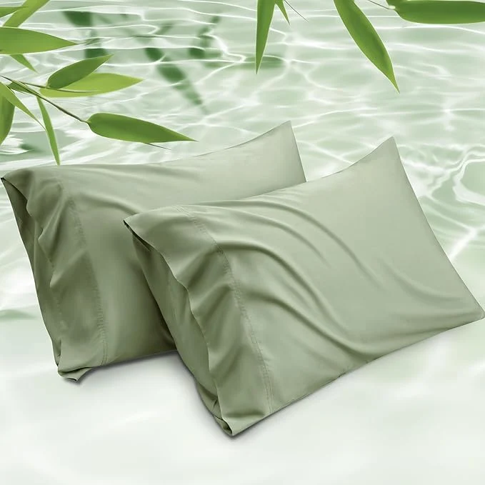 Versatile Bedsure Pillow Cases Standard Size Cooling Pillow Cases Rayon Derived from Bamboo Sage Green Pillowcases Standard Set of 2 PureWoven Silky Soft Pillow Covers with Envelope Closure 20×26 Inches Consistent