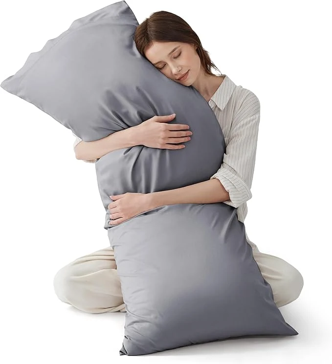 Top-Quality Bedsure Body Pillow Cover – Silver Grey Long Cooling Pillow Cases PureWoven Rayon Derived from Bamboo Cool Body Pillowcase with Envelope Closure for Women Men 1 Pack 20×54 Inches Artisan