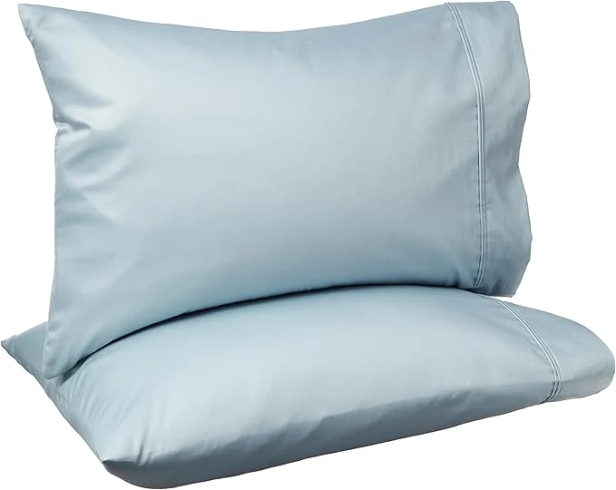 High-End Amazon Basics 400 Thread Count Cotton Pillow Case Standard Set of 2 30 quot L x 20 quot W Smoke Blue High-Grade