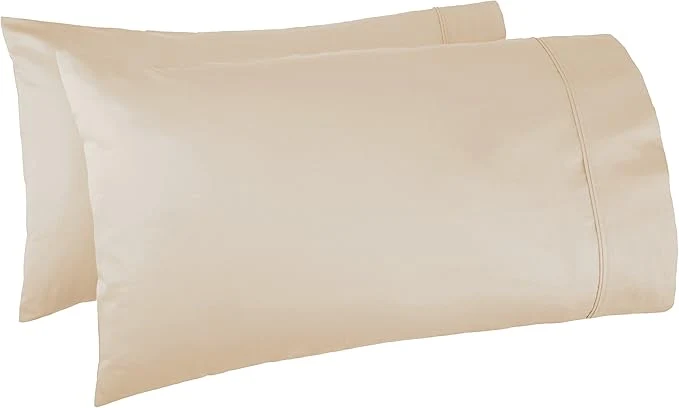 Casual Amazon Basics 400 Thread Count Cotton Pillow Case King Set of 2 Beige 40 quot L x 20 quot W Pillows Not Included Next-Generation