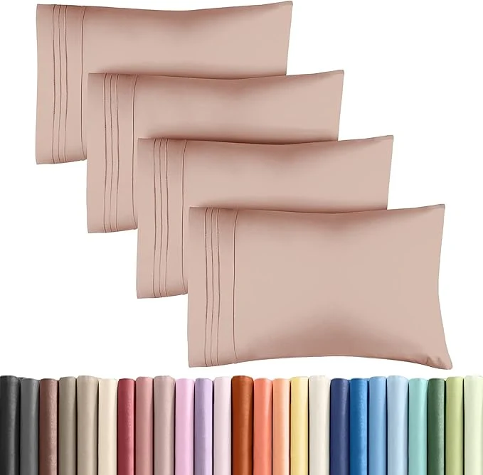 Exclusive Queen Pillow Cases Set of 4 – Ultra Soft Hotel Quality Pillowcase Covers – Comfy Cozy amp Wrinkle – Shrinkage Stain and Fade Resistant – Machine Washable Pillow Protectors – 4 Piece Set – Mauve Fine
