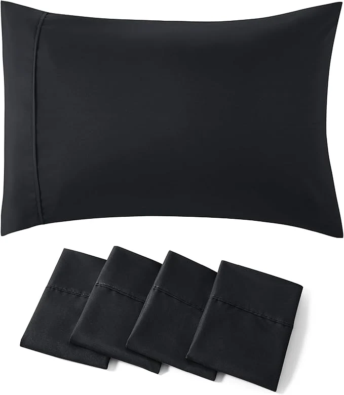 Outstanding Bedsure King Size Pillow Cases Set of 4 – Black Brushed Microfiber Pillowcases 4 Pack Super Soft Pillowcase Pillow Case Cover with Envelope Closure for Kids Wrinkle Fade Resistant 20×36 Inches Selected