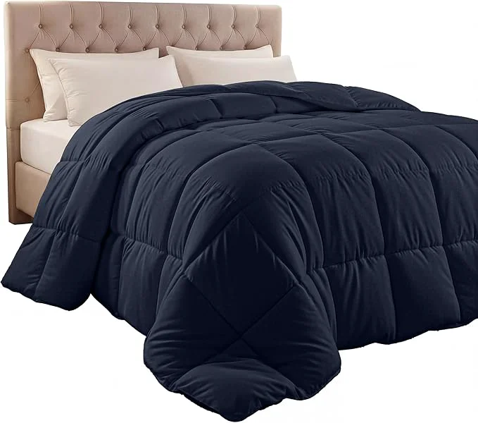 Secure Utopia Bedding Comforter Duvet Insert Quilted Comforter with Corner Tabs Box Stitched Down Comforters Queen Size Navy Enhanced
