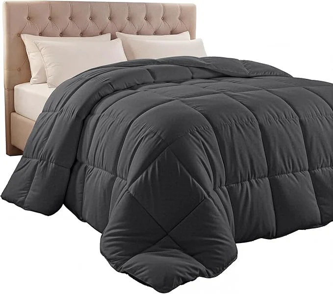 Traditional Utopia Bedding Comforter Duvet Insert Quilted Comforter with Corner Tabs Box Stitched Down Comforters Queen Size Grey Reusable
