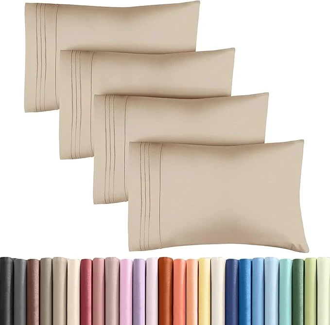 Innovative Queen Pillow Cases Set of 4 – Ultra Soft Hotel Quality Pillowcase Covers – Comfy Cozy amp Wrinkle – Shrinkage Stain and Fade Resistant – Machine Washable Pillow Protectors – 4 Piece Set – Cream Carefully Designed