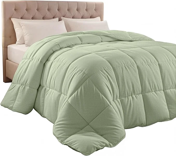 Stylish Utopia Bedding Comforter Duvet Insert Quilted Comforter with Corner Tabs Box Stitched Down Comforters Twin Size Sage Green Comfortable