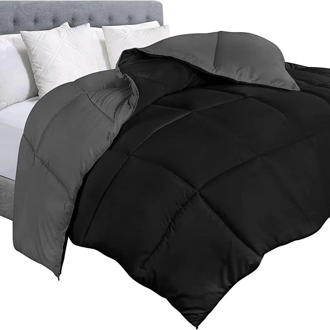 Fashionable Utopia Bedding Comforter Duvet Insert Quilted Comforter with Corner Tabs Box Stitched Down Comforters Twin Size Black Grey Reusable