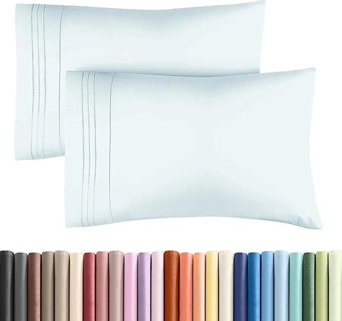 Innovative Queen Pillow Cases Set of 2 – Ultra Soft Hotel Quality Pillowcase Covers – Comfy Cozy amp Wrinkle – Shrinkage Stain amp Fade Resistant – Machine Washable Pillow Protectors – 2 Piece Set – Ice Blue Consistent