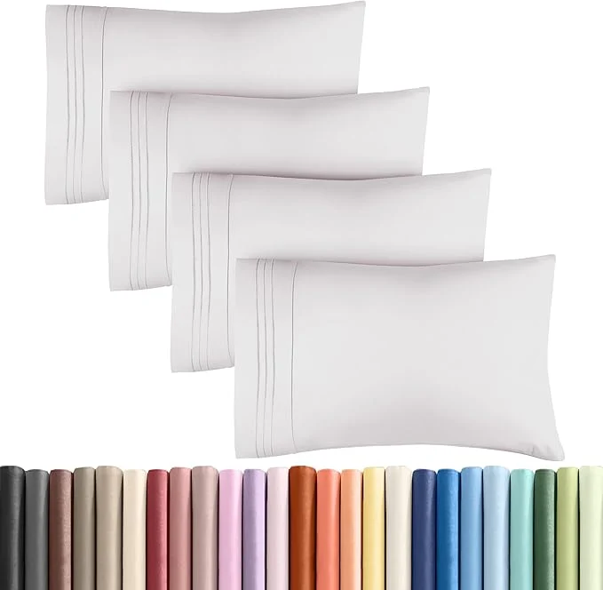 Premium Queen Pillow Cases Set of 4 – Ultra Soft Hotel Quality Pillowcase Covers – Comfy Cozy amp Wrinkle – Shrinkage and Fade Resistant – Machine Washable Pillow Protectors – 4 Piece Set – French Grey Genuine