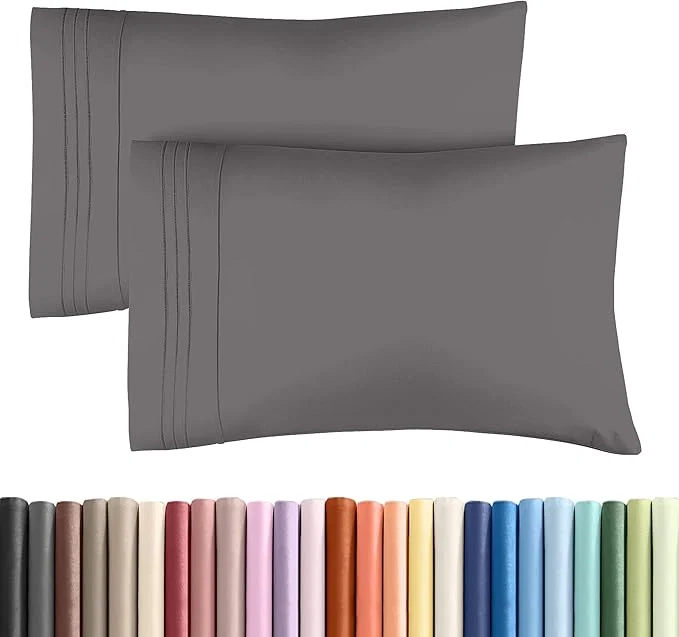 High-Grade Standard Pillow Cases Set of 2 – Ultra-Soft Hotel Quality Pillowcase Covers – Comfy amp Wrinkle – Stain amp Fade Resistant – Machine Washable Pillow Protectors – 2 Piece Set – Standard Size Dark Grey Trendy