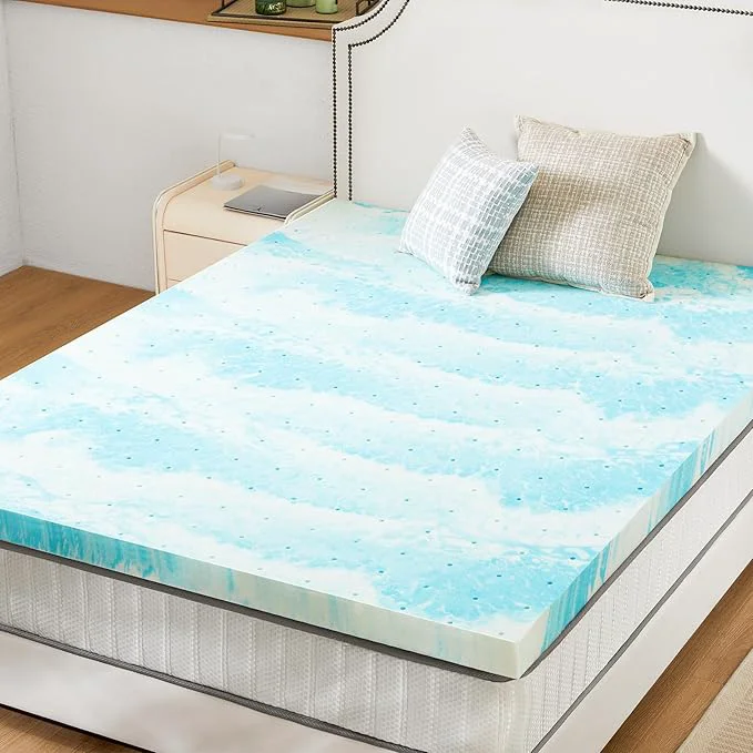 Green Sweetcrispy Memory Foam Mattress Topper California King 4 Inch Thick Gel Infused Cooling Toppers Pad for Bed Sleeper Sofa RV Camper CertiPUR US Ventilated and Breathable Functional