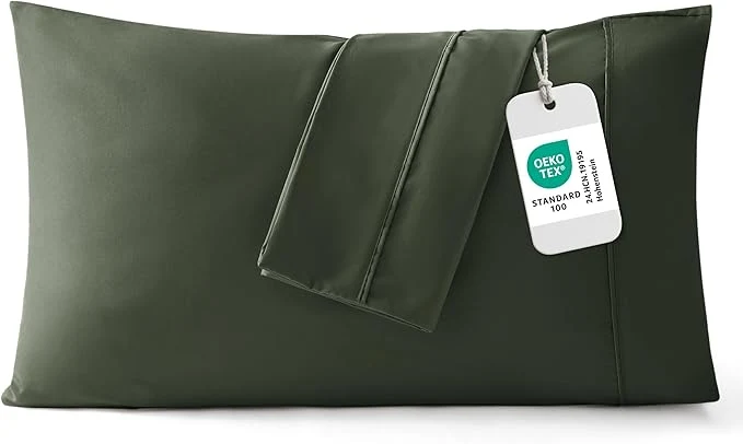 Carefully Designed Bedsure King Size Pillow Cases Set of 2 – Olive Green Microfiber Pillowcases 2 Pack Super Soft Double Brushed Pillow Case Cover with Envelope Closure for Kids Wrinkle Fade Resistant 20×36 Inches Secure