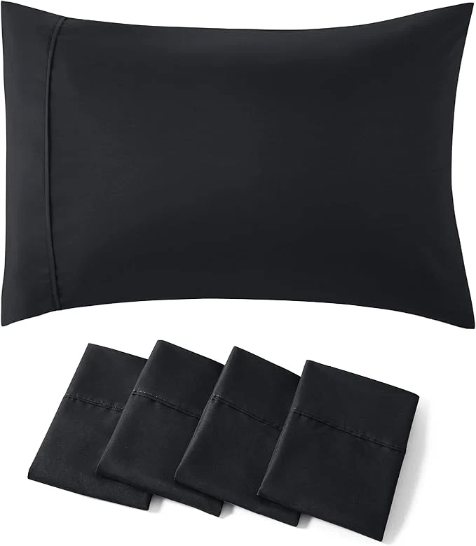 Innovative Bedsure Pillow Cases Standard Size Set of 4 – Black Brushed Microfiber Pillowcases 4 Pack Super Soft and Cozy Pillow Case Covers with Envelope Closure for Kids Wrinkle Fade Resistant 20×26 Inches Trusted