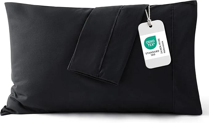Trendy Bedsure Pillow Cases Standard Size Set of 2 – Black Brushed Microfiber Pillowcases Super Soft Pillowcase Pillow Case Covers with Envelope Closure for Kids Wrinkle Fade Resistant 20×26 Inches High-Grade
