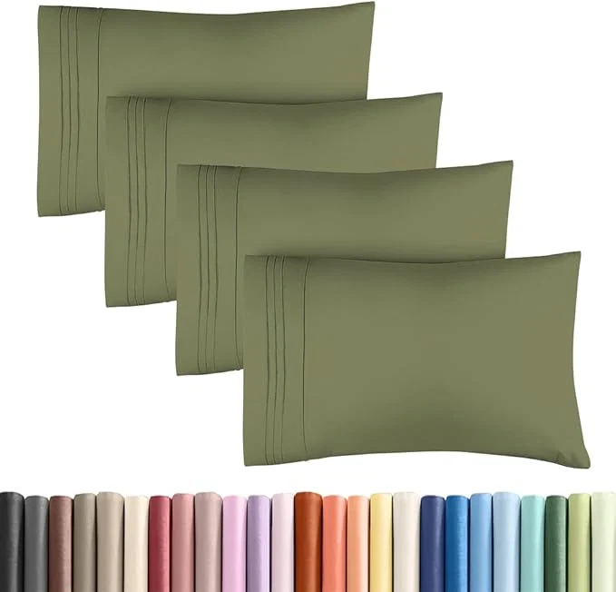Genuine Standard Pillow Cases Set of 4 – Ultra Soft Hotel Quality Pillowcase Covers – Comfy Bedding for Women Men Kids amp Teens – Machine Washable Pillow Protectors – 4 Piece Set – Standard Size Sage Green Pure