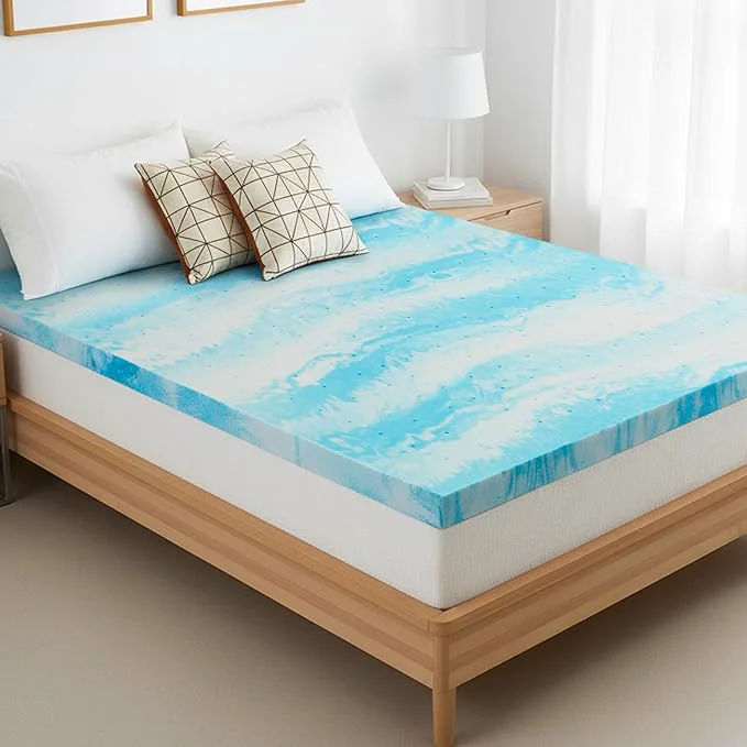 Smooth Memory Foam Mattress Topper Twin – 2 Inch Gel Infused Bed Toppers Pressure Relief Mattress Pad for Dorm Room CertiPUR-US Solid