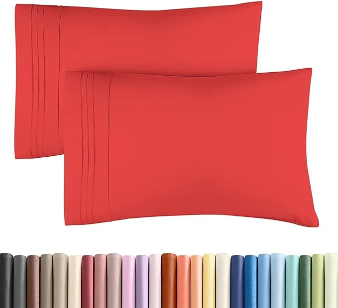 High-Quality King Standard Pillow Cases Set of 2 – Ultra-Soft Hotel Quality Pillowcase Covers – Comfy Cozy amp Fade – Wrinkle Resistant – Machine Washable Pillow Protectors – 2 Piece Set – Red Optimized