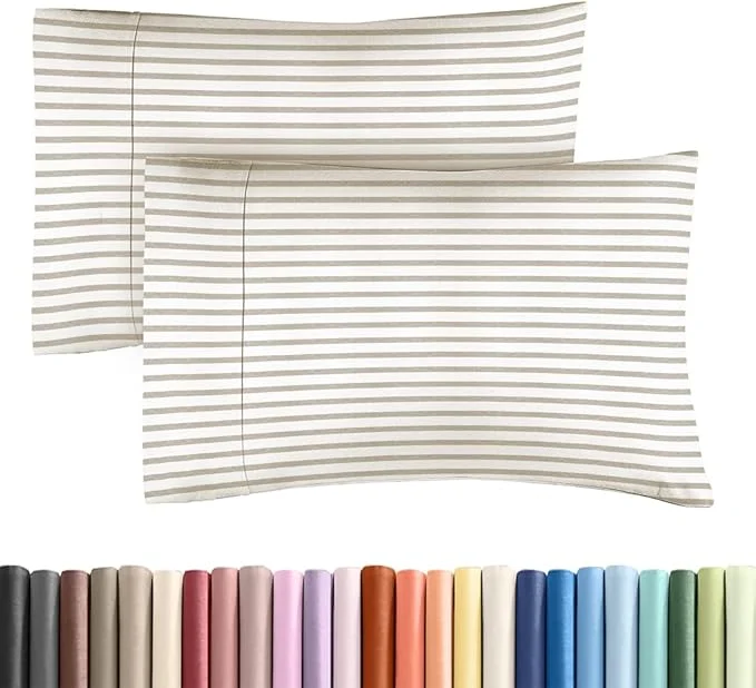 Effective King Standard Pillow Cases Set of 2 – Ultra-Soft Hotel Quality Pillowcase Covers – Comfy Cozy amp Fade – Wrinkle Resistant – Machine Washable Pillow Protectors – 2 Piece Set – Beige Stripes 2 Flexible