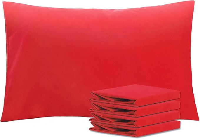 Refined NTBAY Queen Pillowcase Set – 4 Pack Brushed Microfiber 20×30 Pillowcases – Soft Wrinkle- Fade-Resistant Stain-Resistant Red Pillowcases with Envelope Closure – 20×30 Inches Red Elite