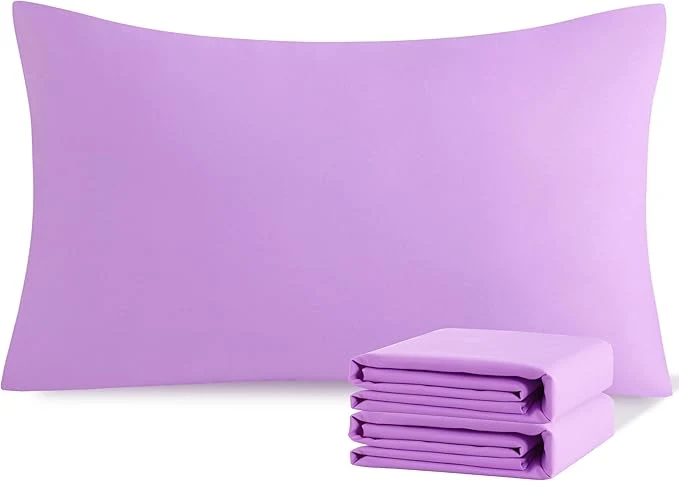 Specialty NTBAY Standard Pillowcase Set – 2 Pack Brushed Microfiber 20×26 Pillowcases – Soft Wrinkle- Fade-Resistant Stain-Resistant Light Purple Pillowcases with Envelope Closure – 20×26 Inches Minimalist