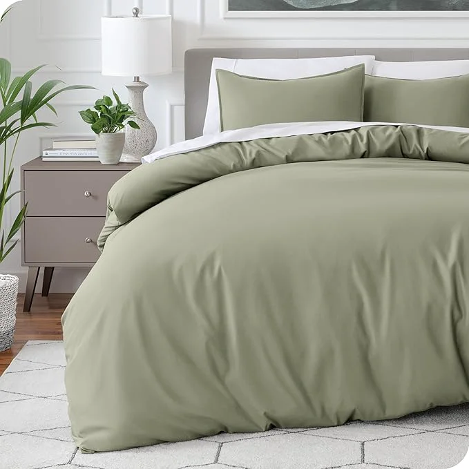 Bare Home Bedding Duvet Cover California King Size – Premium 1800 Super Soft Collection – Lightweight Cooling – Soft Breathable Bedding Duvet Cover Cal King Sage Enhanced