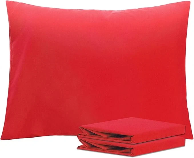 Optimized NTBAY Standard Pillowcase Set – 2 Pack Brushed Microfiber 20×26 Pillowcases – Soft Wrinkle- Fade-Resistant Stain-Resistant Red Pillowcases with Envelope Closure – 20×26 Inches Red Refined