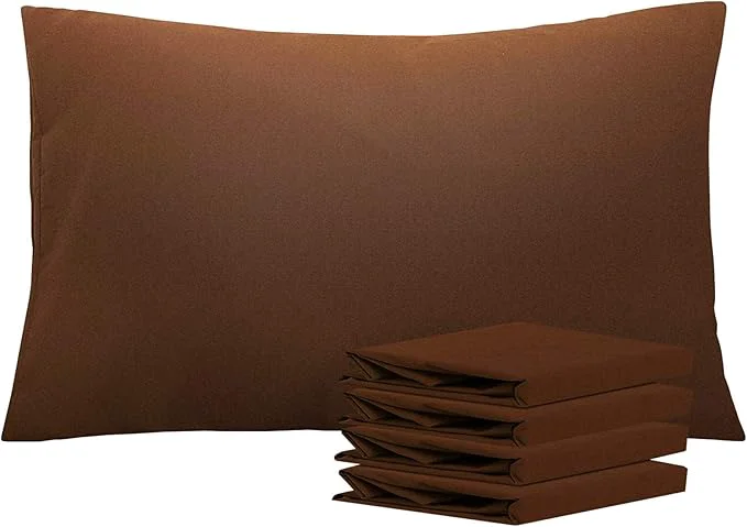 Powerful NTBAY Queen Pillowcase Set – 4 Pack Brushed Microfiber 20×30 Pillowcases – Soft Wrinkle- Fade-Resistant Stain-Resistant Brown Pillowcases with Envelope Closure – 20×30 Inches Brown Premium Material