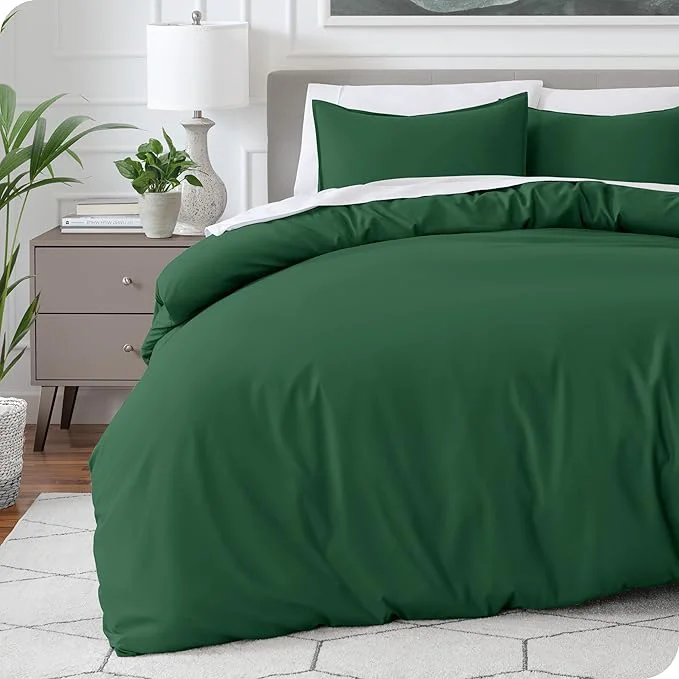 Official Bare Home Bedding Duvet Cover California King Size – Premium 1800 Super Soft Collection – Lightweight Cooling – Soft Breathable Bedding Duvet Cover Cal King Forest Green Secure