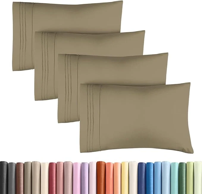 Enhanced King Standard Pillow Cases Set of 4 – Soft Hotel Quality Pillowcase Covers – Comfy Bedding for Women Men Kids amp Teens – Machine Washable Pillow Protectors – 4 Piece Set – King Standard Size Khaki Carefully Designed