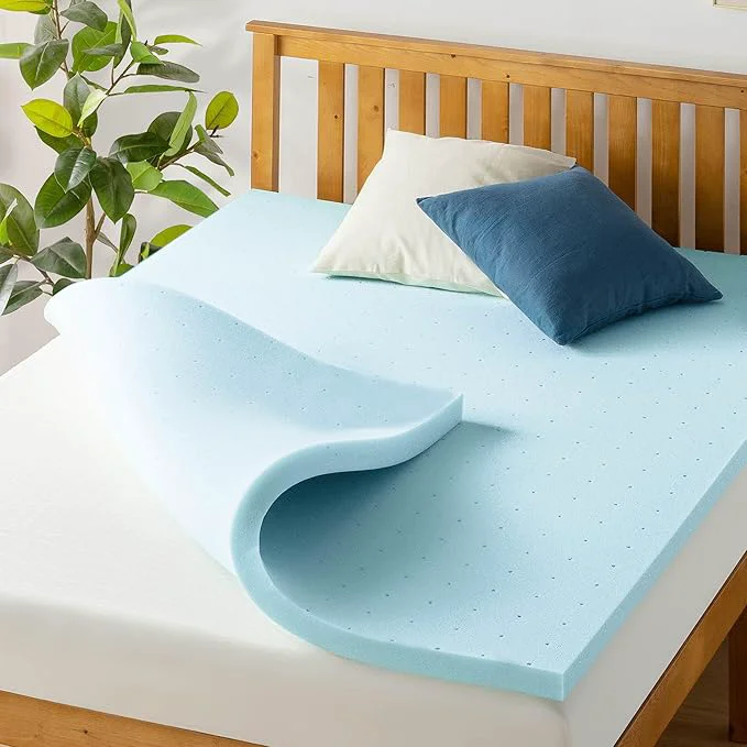 Green Price Mattress 1.5 Inch Ventilated Memory Foam Mattress Topper Cooling Gel Infusion CertiPUR-US Twin Dorm Essentials Blue Specialty