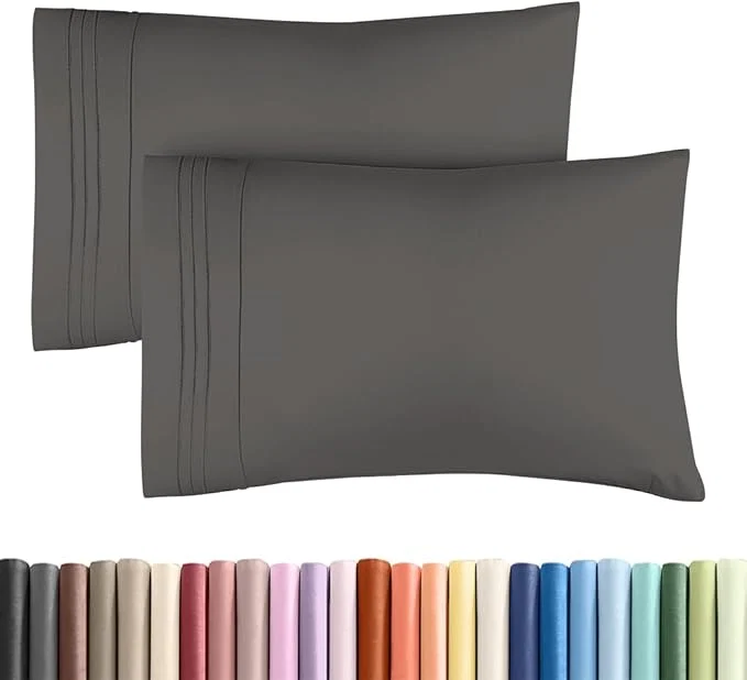 Next-Generation Standard Pillow Cases Set of 2 – Ultra-Soft Hotel Quality Pillowcase Covers – Comfy amp Wrinkle – Stain and Fade Resistant – Machine Washable Pillow Protectors – 2 Piece Set – Standard Charcoal Reusable